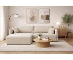 Elegantes Ecksofa in L-Form mit Schlaffunktion & Stauraum, Stoff ARAGON Beige, MAGNUM N2 Elegantes Ecksofa in L-Form mit Schlaffunktion & Stauraum, Stoff ARAGON Beige, MAGNUM N2