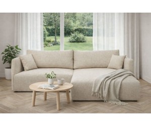 Elegantes Ecksofa in L-Form mit Schlaffunktion & Stauraum, Stoff ARAGON Beige, MAGNUM N2