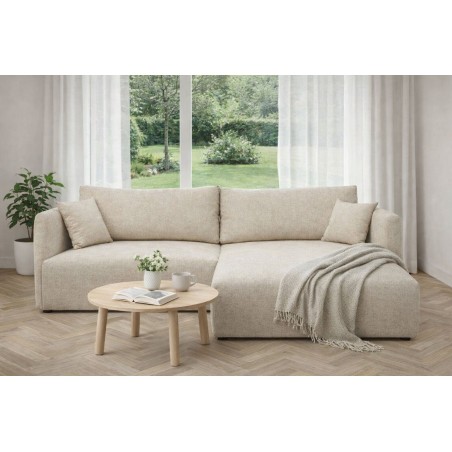 Elegantes Ecksofa in L-Form mit Schlaffunktion & Stauraum, Stoff ARAGON Beige, MAGNUM N2