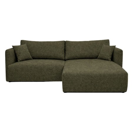 Komfortable Eckcouch in L-Form mit schmalen Armlehnen und Bettkasten, Stoff ARAGON Grün, MAGNUM N2