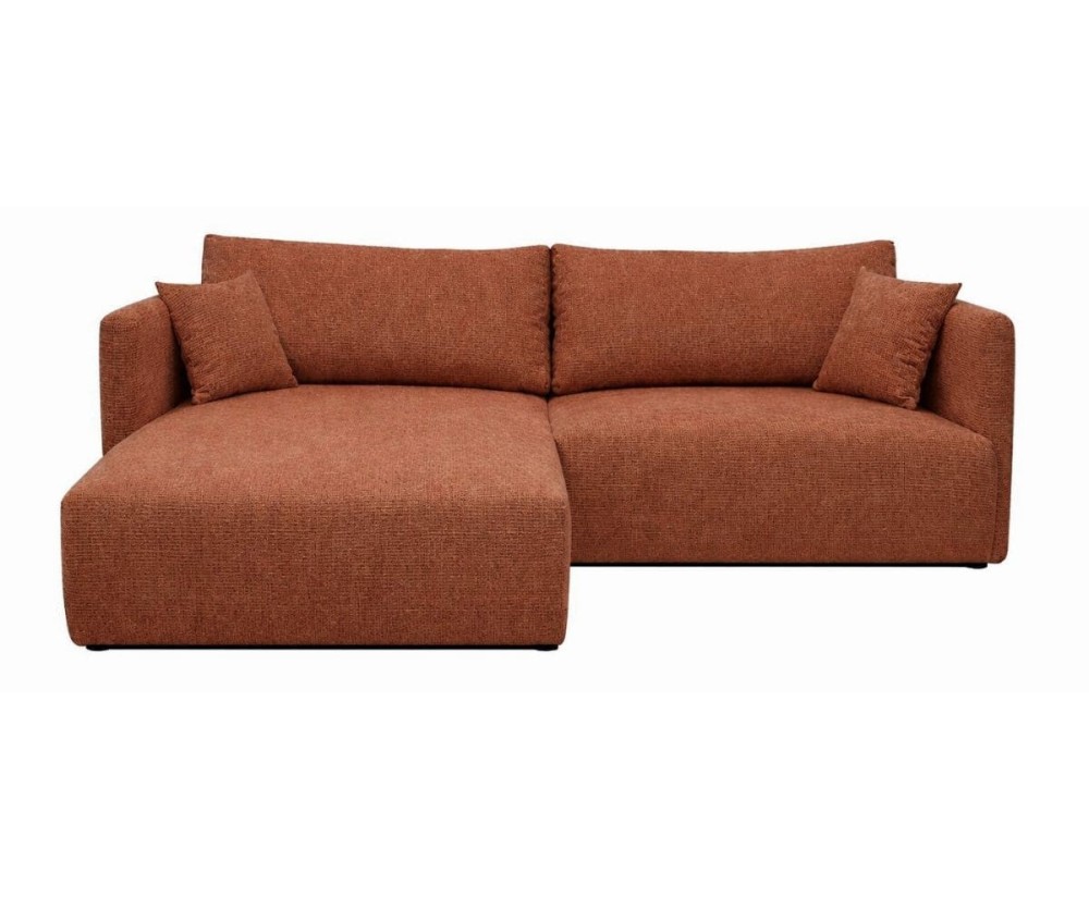 L-Form Sofa mit Ausziehfunktion und Bettkasten, Stoff ARAGON Ziegelrot, MAGNUM N2 L-Form Sofa mit Ausziehfunktion und Bettkasten, Stoff ARAGON Ziegelrot, MAGNUM N2
