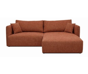 L-Form Sofa mit Ausziehfunktion und Bettkasten, Stoff ARAGON Ziegelrot, MAGNUM N2