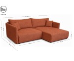 L-Form Sofa mit Ausziehfunktion und Bettkasten, Stoff ARAGON Ziegelrot, MAGNUM N2 L-Form Sofa mit Ausziehfunktion und Bettkasten, Stoff ARAGON Ziegelrot, MAGNUM N2