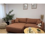L-Form Sofa mit Ausziehfunktion und Bettkasten, Stoff ARAGON Ziegelrot, MAGNUM N2 L-Form Sofa mit Ausziehfunktion und Bettkasten, Stoff ARAGON Ziegelrot, MAGNUM N2