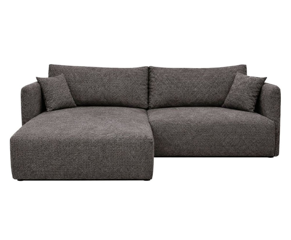 Funktionales Ecksofa in L-Form mit Ausziehfunktion und Bettkasten, Stoff ARAGON 97 Dunkelgrau, MAGNUM N2