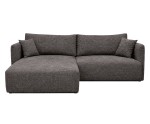 Funktionales Ecksofa in L-Form mit Ausziehfunktion und Bettkasten, Stoff ARAGON 97 Dunkelgrau, MAGNUM N2
