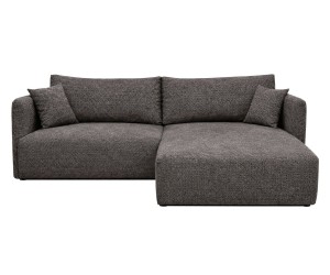 Funktionales Ecksofa in L-Form mit Ausziehfunktion und Bettkasten, Stoff ARAGON 97 Dunkelgrau, MAGNUM N2