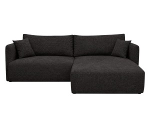 Schwarzes Ecksofa in L-Form mit Stauraum und Schlaffunktion, Stoff ARAGON, MAGNUM N2