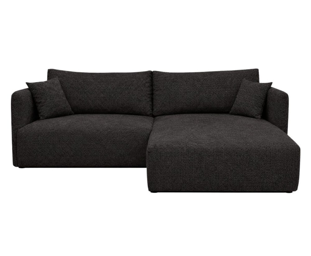 Schwarzes Ecksofa in L-Form mit Stauraum und Schlaffunktion, Stoff ARAGON, MAGNUM N2