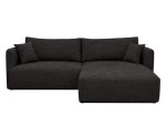 Schwarzes Ecksofa in L-Form mit Stauraum und Schlaffunktion, Stoff ARAGON, MAGNUM N2