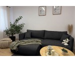 Schwarzes Ecksofa in L-Form mit Stauraum und Schlaffunktion, Stoff ARAGON, MAGNUM N2