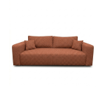 Modernes Sofa 245 cm ausziehbar mit breiten Armlehnen & Stauraum, Stoff ARAGON in Ziegelrot, MAGNUM K1