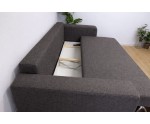 Komfortables Sofa mit Rückenkissen, Bettkasten & Schlaffunktion, Stoff ARAGON in Dunkelgrau, MAGNUM K1