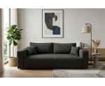 Klassiches Sofa mit Schlaffunktion und Bettkasten, Stoff ARAGON 99 in Schwarz, MAGNUM K1