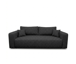 Klassiches Sofa mit Schlaffunktion und Bettkasten, Stoff ARAGON 99 in Schwarz, MAGNUM K1