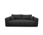 Klassiches Sofa mit Schlaffunktion und Bettkasten, Stoff ARAGON 99 in Schwarz, MAGNUM K1