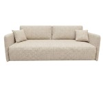Bequeme Couch mit Bettkasten und DL-Automat, schmale Armlehnen, Stoff ARAGON 03 beige, MAGNUM K2