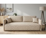 Bequeme Couch mit Bettkasten und DL-Automat, schmale Armlehnen, Stoff ARAGON 03 beige, MAGNUM K2