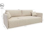 Bequeme Couch mit Bettkasten und DL-Automat, schmale Armlehnen, Stoff ARAGON 03 beige, MAGNUM K2