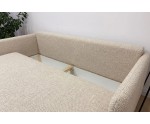 Bequeme Couch mit Bettkasten und DL-Automat, schmale Armlehnen, Stoff ARAGON 03 beige, MAGNUM K2