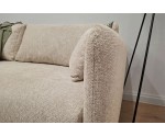 Bequeme Couch mit Bettkasten und DL-Automat, schmale Armlehnen, Stoff ARAGON 03 beige, MAGNUM K2
