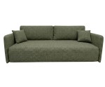 Elegantes 3-Sitzer-Sofa mit Schlaffunktion und Bettkasten, schmale Armlehnen, Stoff ARAGON 39 grün, MAGNUM K2