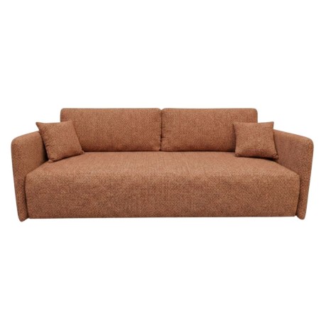 Kompakte Couch 218 cm breit im modernen Farbton, mit Schlaffunktion und Stauraum, Stoff ARAGON 56 ziegelrot, MAGNUM K2