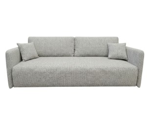 Elegantes 3-Sitzer-Sofa 218 cm ausziehbar mit schmalen Armlehnen, Stoff ARAGON 80 hellgrau, MAGNUM K2