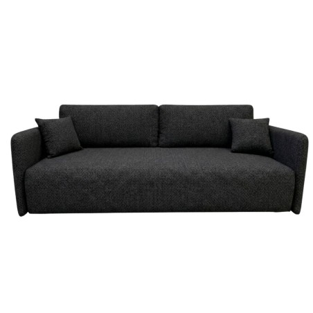 Schwarzes Sofa mit Schlaffunktion und Bettkasten, schmale Armlehnen, Stoff ARAGON 99, MAGNUM K2