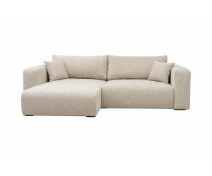 Modernes Ecksofa in L-Form mit Bettkasten und Schlaffunktion, Stoff ARAGON 03 beige, MAGNUM N1