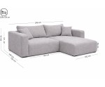Elegante Eckcouch in L-Form universal R/L mit breiten Armlehnen & Ausziehfunktion, Stoff ARAGON 80 hellgrau, MAGNUM N1 Elegante Eckcouch in L-Form universal R/L mit breiten Armlehnen & Ausziehfunktion, Stoff ARAGON 80 hellgrau, MAGNUM N1