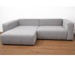 Elegante Eckcouch in L-Form universal R/L mit breiten Armlehnen & Ausziehfunktion, Stoff ARAGON 80 hellgrau, MAGNUM N1 Elegante Eckcouch in L-Form universal R/L mit breiten Armlehnen & Ausziehfunktion, Stoff ARAGON 80 hellgrau, MAGNUM N1