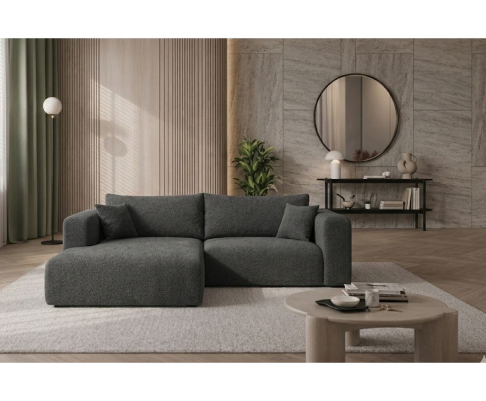 Funktionales Ecksofa in L-Form mit Stauraum und DL-Automat, Stoff ARAGON 97 dunkelgrau, MAGNUM N1 Funktionales Ecksofa in L-Form mit Stauraum und DL-Automat, Stoff ARAGON 97 dunkelgrau, MAGNUM N1