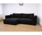 Komfortables Ecksofa in L-Form universal mit Bettkasten und Schlaffunktion, Stoff ARAGON 99 schwarz, MAGNUM N1 Komfortables Ecksofa in L-Form universal mit Bettkasten und Schlaffunktion, Stoff ARAGON 99 schwarz, MAGNUM N1