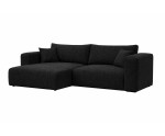 Komfortables Ecksofa in L-Form universal mit Bettkasten und Schlaffunktion, Stoff ARAGON 99 schwarz, MAGNUM N1 Komfortables Ecksofa in L-Form universal mit Bettkasten und Schlaffunktion, Stoff ARAGON 99 schwarz, MAGNUM N1