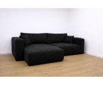 Komfortables Ecksofa in L-Form universal mit Bettkasten und Schlaffunktion, Stoff ARAGON 99 schwarz, MAGNUM N1 Komfortables Ecksofa in L-Form universal mit Bettkasten und Schlaffunktion, Stoff ARAGON 99 schwarz, MAGNUM N1