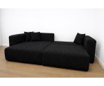 Komfortables Ecksofa in L-Form universal mit Bettkasten und Schlaffunktion, Stoff ARAGON 99 schwarz, MAGNUM N1 Komfortables Ecksofa in L-Form universal mit Bettkasten und Schlaffunktion, Stoff ARAGON 99 schwarz, MAGNUM N1