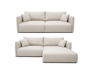 Modernes Sofa mit Eckfunktion 2-in-1 (Sofa / Ecksofa), Schlaffunktion & Bettkasten, schmale Armlehnen, MAGNUM DUO 2