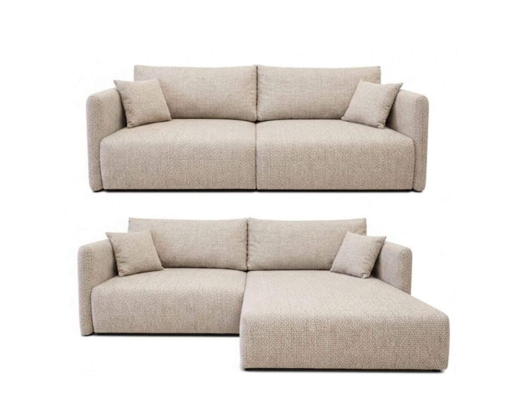 Modernes Sofa mit Eckfunktion 2-in-1 (Sofa / Ecksofa), Schlaffunktion & Bettkasten, schmale Armlehnen, MAGNUM DUO 2