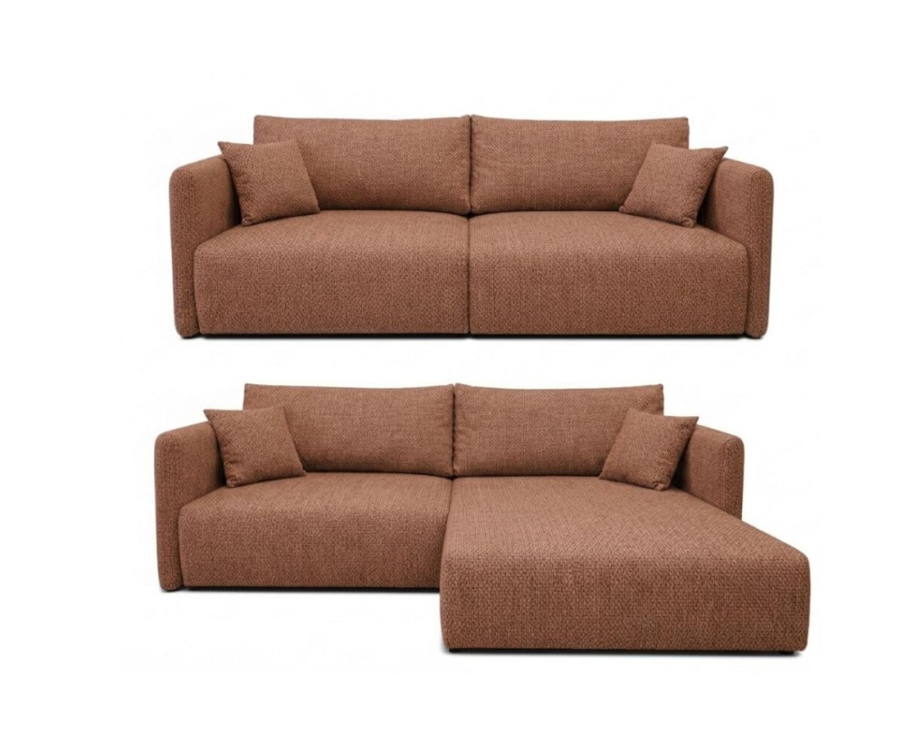 Modernes Sofa mit Eckfunktion 2-in-1 (Sofa / Ecksofa), Schlaffunktion & Bettkasten, schmale Armlehnen, MAGNUM DUO 2
