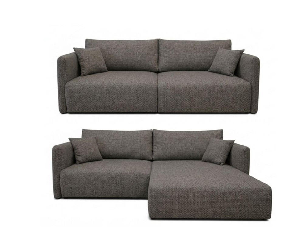 Modernes Sofa mit Eckfunktion 2-in-1 (Sofa / Ecksofa), Schlaffunktion & Bettkasten, schmale Armlehnen, MAGNUM DUO 2