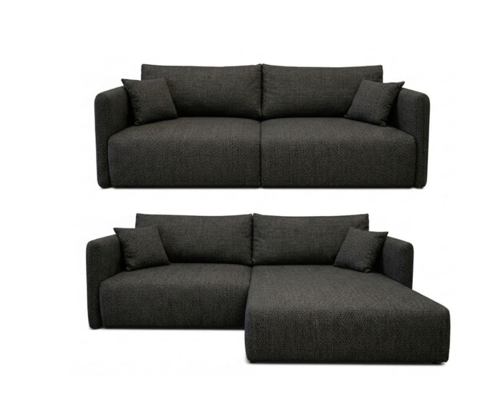 Modernes Sofa mit Eckfunktion 2-in-1 (Sofa / Ecksofa), Schlaffunktion & Bettkasten, schmale Armlehnen, MAGNUM DUO 2