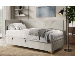 Elegantes Polsterbett 100x200 cm mit Stauraum, Nähte in X-Form, verchromte goldene Füße, MATRIX 1R