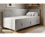Jugendbett 90x200 cm mit Bettkasten und Matratze, goldene Metallfüße, MATRIX 2M