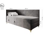 Einzelbett 100x200 cm mit Stauraum und Matratze, goldene Metallfüße, MATRIX 2M