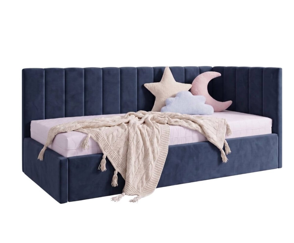 Kinderbett 90x200 mit zusätzlichem Schlafplatz und geräumiger Schublade, funktionales Ausziehbett ALVIN 01 MN