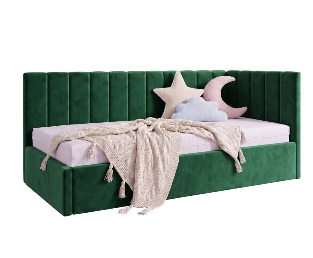 Kinderbett 90x200 mit zusätzlichem Schlafplatz und geräumiger Schublade, funktionales Ausziehbett ALVIN 01 MN