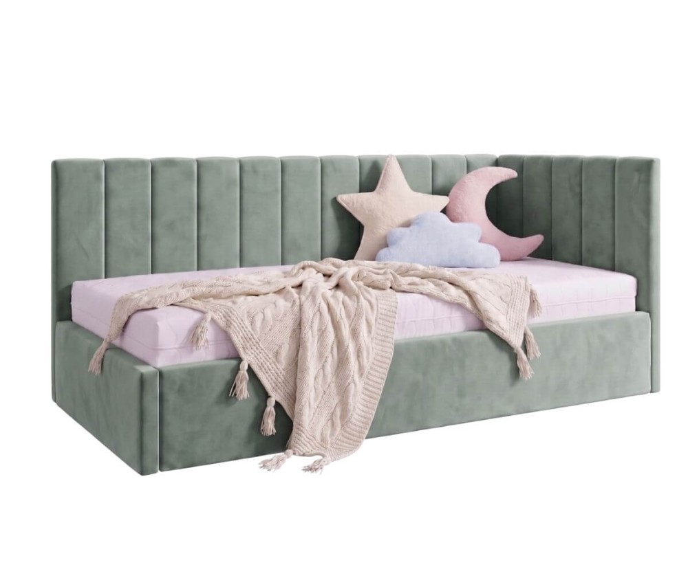 Kinderbett 90x200 mit zusätzlichem Schlafplatz und geräumiger Schublade, funktionales Ausziehbett ALVIN 01 MN