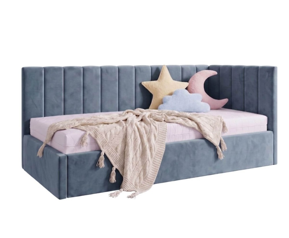 Kinderbett 90x200 mit zusätzlichem Schlafplatz und geräumiger Schublade, funktionales Ausziehbett ALVIN 01 MN