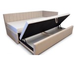 Kinderbett 90x200 mit zusätzlichem Schlafplatz und geräumiger Schublade, funktionales Ausziehbett ALVIN 01 MN